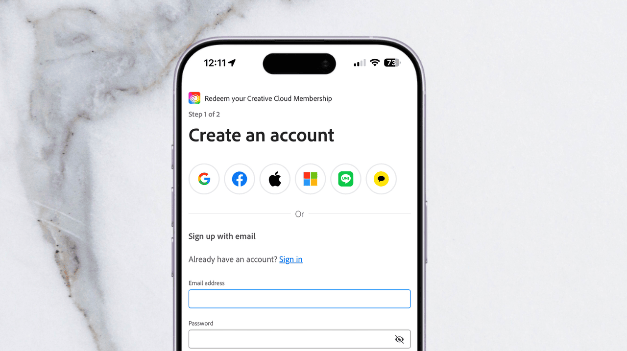 Follow the QR code to Adobe and complete the registration prompts.