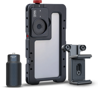 Obrázek sady BEASTGRIP x Sandisk Creator Kit pro iPhone 15 Pro, který zobrazuje následující: 1&nbsp;klec Beastcage pro iPhone 15 Pro, 1&nbsp;upínací držák na SSD disk, 1&nbsp;rukojeť GH-50.