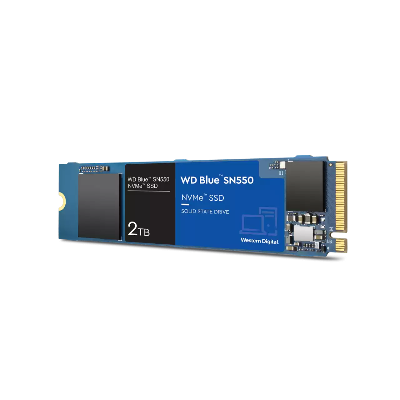 WD Blue SN550 NVME SSD Angled 2GB- Zoom Image