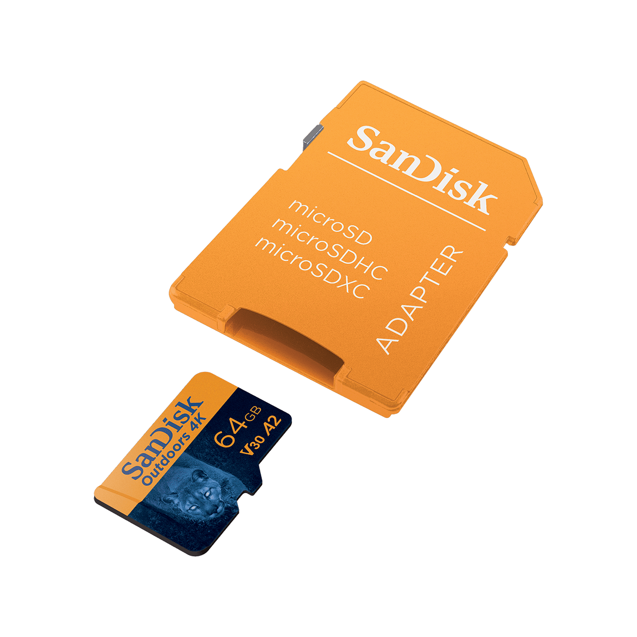 64GB Laranja SanDisk Outdoors 4K microSDXC UHS-I Card with SD